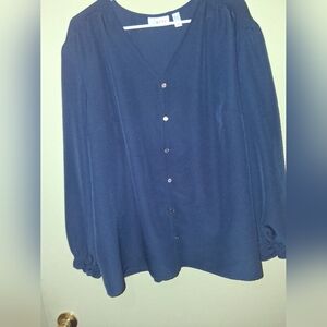 -Navy Blue Women's Top-